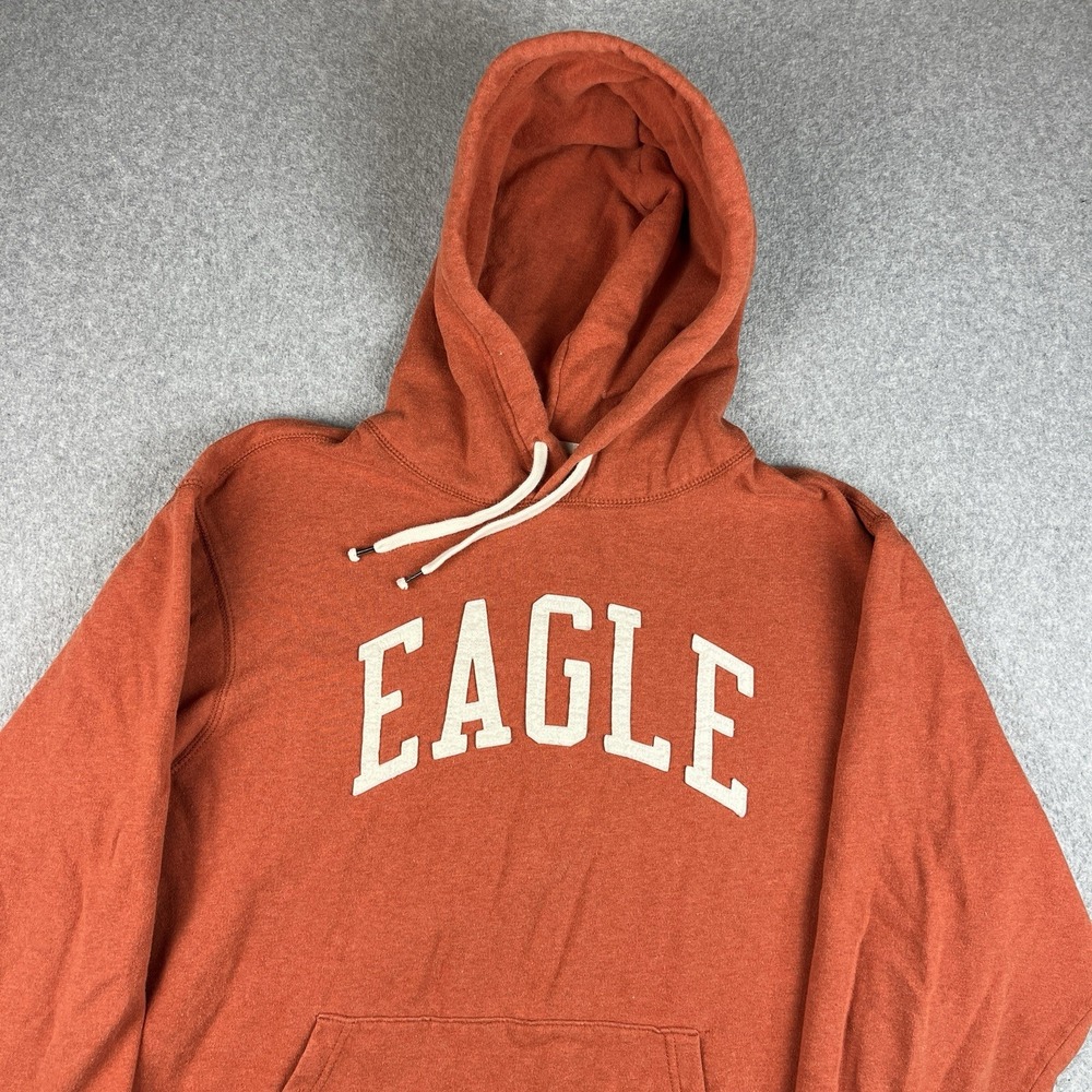Vintage American Eagle Hoodie Mens XL Orange Sweatshirt Sewn Pullover Fleece Y2K - Picture 2 of 9